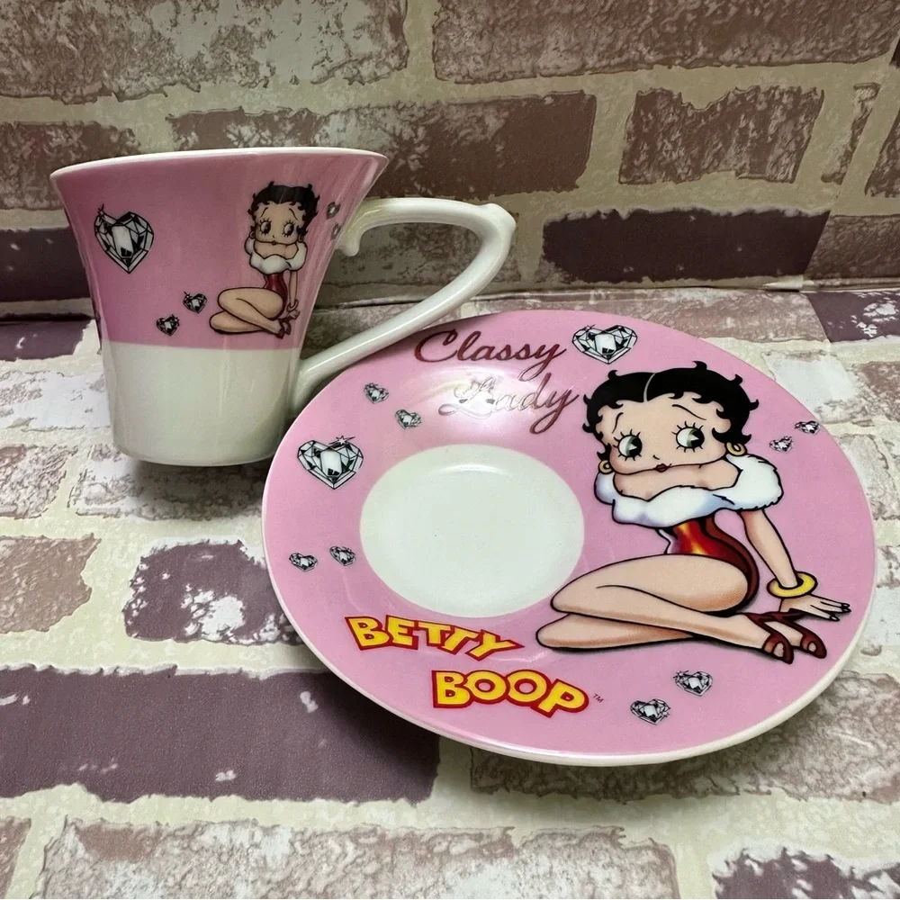 Betty Boop Pink and White Cup and Saucer Set